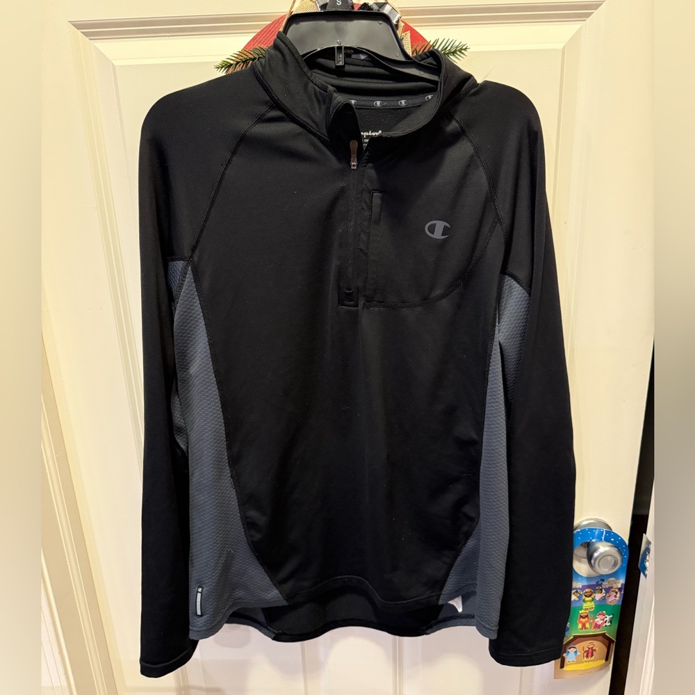 Champion Men's Black and Gray Performance Quarter Zip